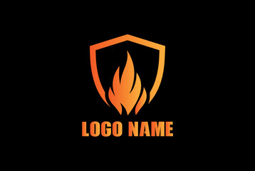  Fire Flame Shield Logo
