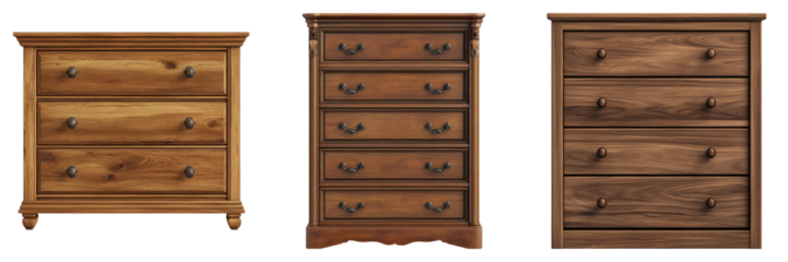 set of chest of drawers isolated on transparent background