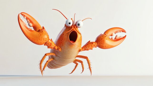 A surprised lobster in a cartoon style.