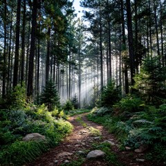 Obraz premium Sunlit forest path (2)