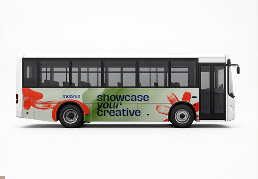 City Bus Mockup &ndash; Side View Vehicle Branding Template