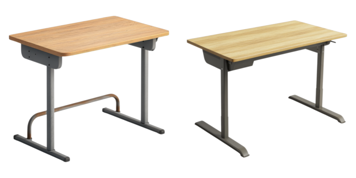 set of classroom desk isolated on transparent background