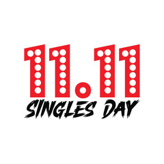 Minimal Red Singles Day Poster Featuring Bold 11.11 Typography. Red Singles Day Poster, Singles Day Poster, Singles Day.