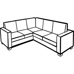 Corner Sectional Sofa Line Art Illustration