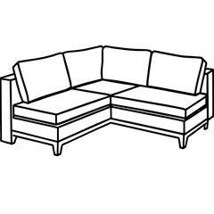 Corner Sectional Sofa Line Art Illustration