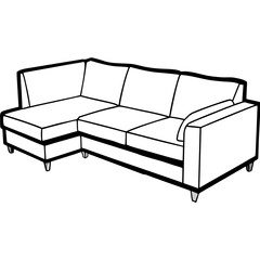Corner Sectional Sofa Line Art Illustration