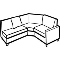 Corner Sectional Sofa Line Art Illustration