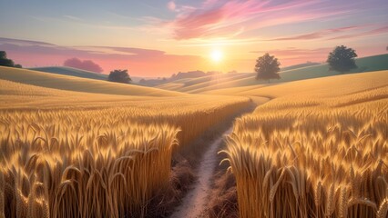 sunset over field