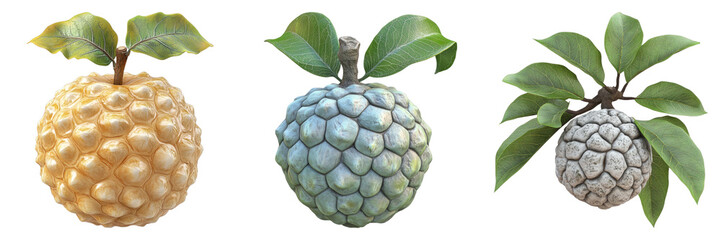 Fototapeta premium set of custard apple isolated on transparent background