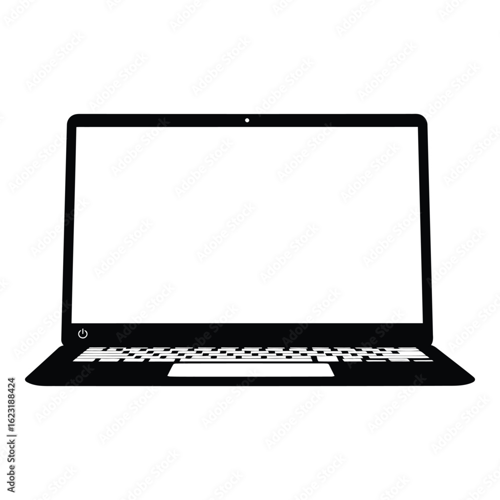 Aufkleber art of modern laptop computer with a blank screen and keyboard, isolated on white background