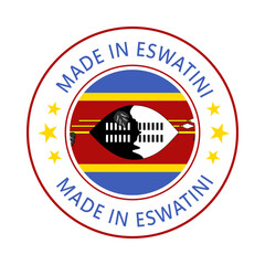 Eswatini  Made in Stamp in circle with flag Vector template on white background
