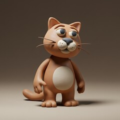 Cartoon cat character standing on a neutral background  