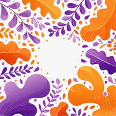 Obraz premium Orange And Purple Abstract Floral Frame