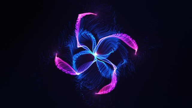 Colourful Particles Energy Spiral Floral Formation Abstract Animated Motion Background Blue Purple Violet