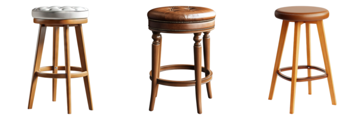 set of bar stool isolated on transparent background
