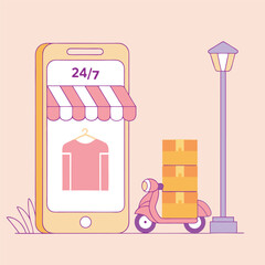 Whimsical 3d online shopping concept illustration