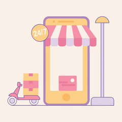 Whimsical 3d online shopping concept illustration