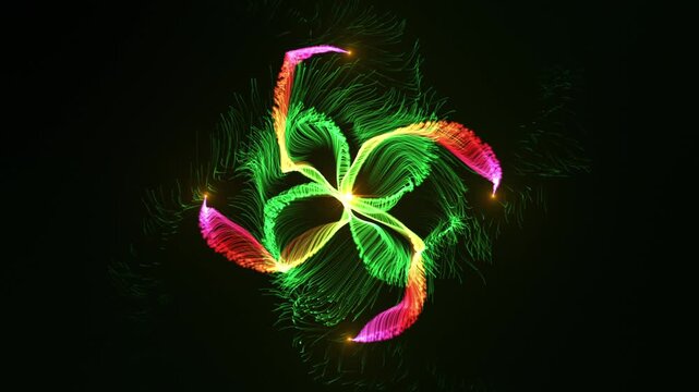 Colourful Particles Energy Spiral Floral Formation Abstract Animated Motion Background Green