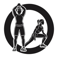 Silhouette couple fitness logo design