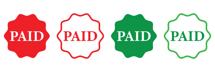 Paid red rubber stamp graphic design vector, stencil business illustration, payment money fee icon, bank invoice office fee .Vector illustration. EPS 10 .