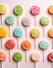Colorful swirl lollipops