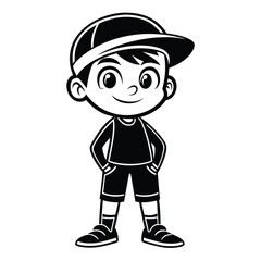 Cartoon kid fitness silhouette black logo