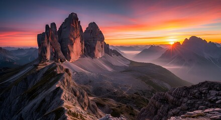 Naklejka premium sunset in mountain