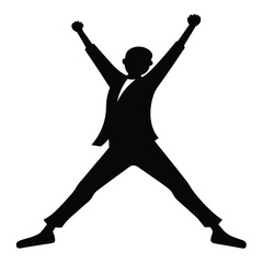 Happy office worker doing fitness exercises silhouette logo