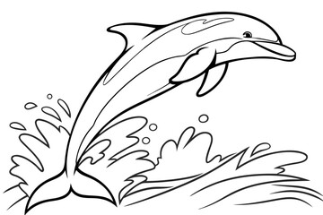 coloring page line art the dolphin black vector
