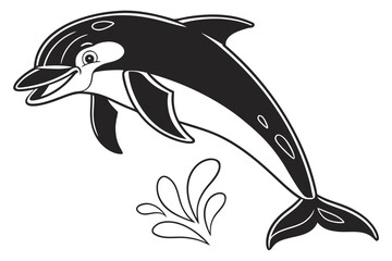 coloring page line art the dolphin black vector