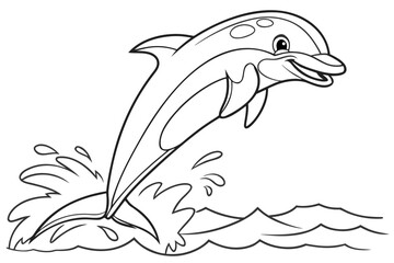 coloring page line art the dolphin black vector