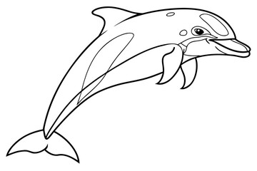 coloring page line art the dolphin black vector