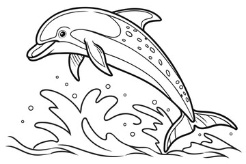 coloring page line art the dolphin black vector