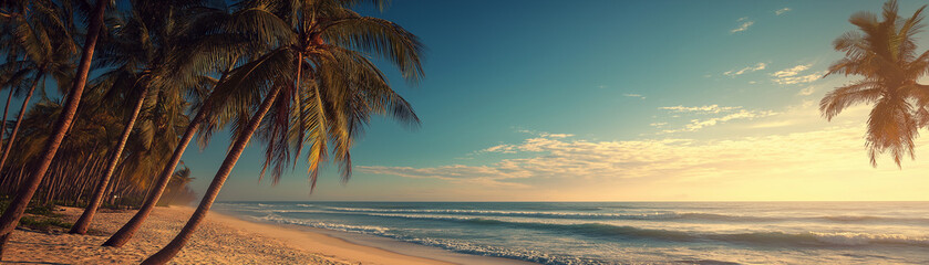 Obraz premium Sunset beach scene tropical paradise photography coastal environment serene viewpoint nature's beauty