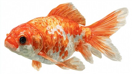 Fototapeta premium Bright Goldfish Vector Illustration on White Background for Graphic Design Projects