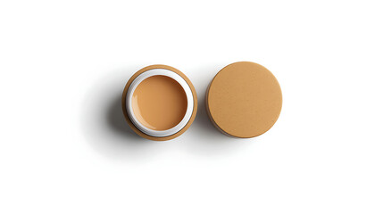 Friendly Beige Lip Balm Jar – Top View Packaging Mockup on White Background
