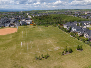 Outdoor soccer field in a suburban neighbourhood in Calgary, Canada.