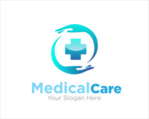 hand medical care logo designs for health protection