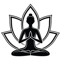 Mother and baby yoga silhouette logo design
