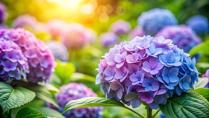 Hydrangea Blooms with Empty Space for Text