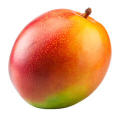 Ripe Mango Whole and Cut Pieces with Water Droplets and Mango Juice Splash