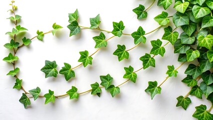 Ivy Leaves Trailing on White Background