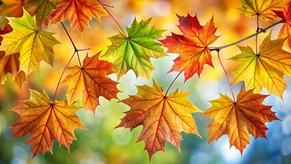 Maple Leaves in Autumn Colors Isolated