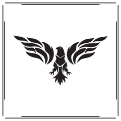 Phoenix Silhouette - Winged Phoenix Bird with Flame Tail, Mythical Creature Icon for Fantasy Art, Magic, and Creative Graphics Use