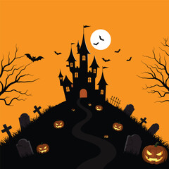 illustration for happy halloween in flat style design