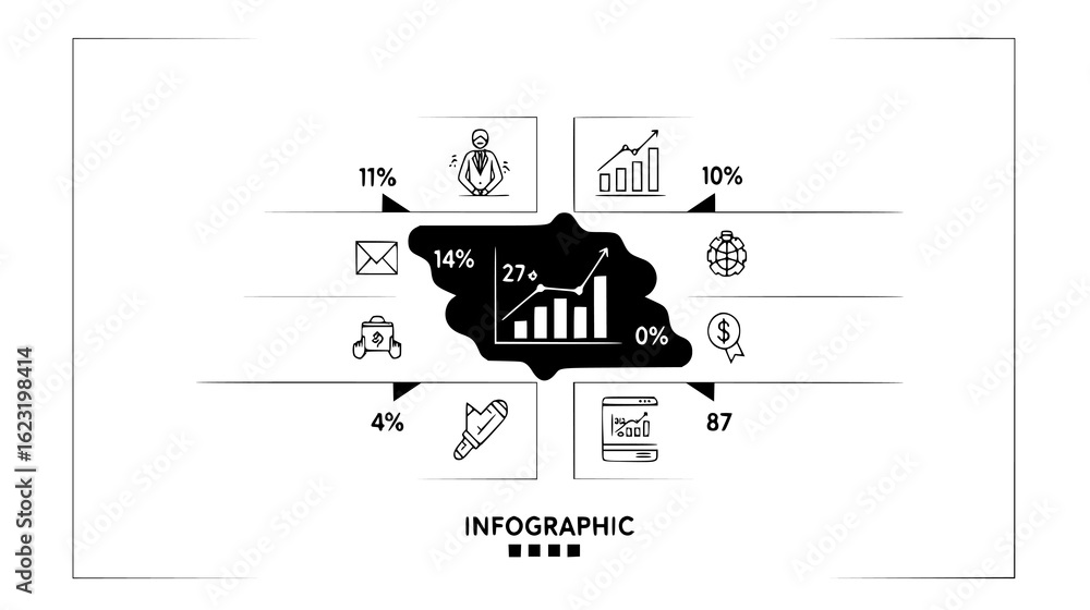 Aufkleber circular infographic displaying business data and growth metrics isolated on white background