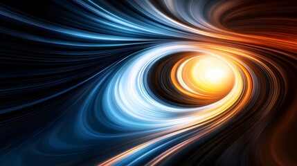 Abstract Swirling Vortex of Blue and Orange Energy