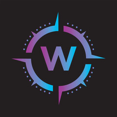Compass Logo Combine With Letter W Vector Template