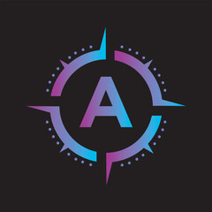 Compass Logo Combine With Letter A Vector Template