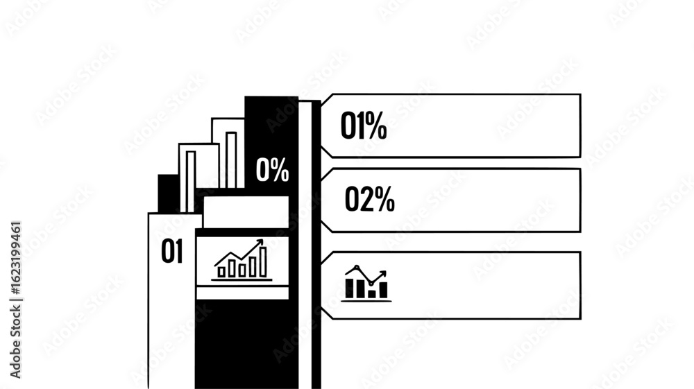 Poster bar chart infographic with data and statistics, isolated on white background